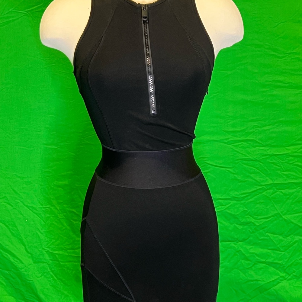 Diesel Black Zip-Front Midi Dress